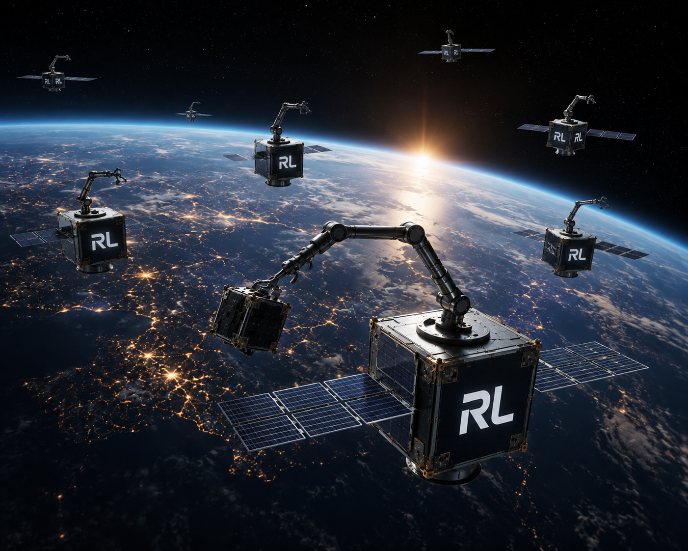 Satélites con manipuladores robóticos en formación sobre la Tierra